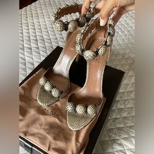 Alaia Bombe Snakeskin Sandals Sz 39